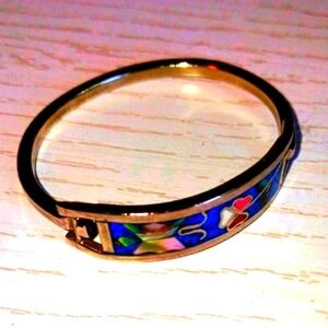 Kids Silver and Blue Enamel Bangle Bracelet